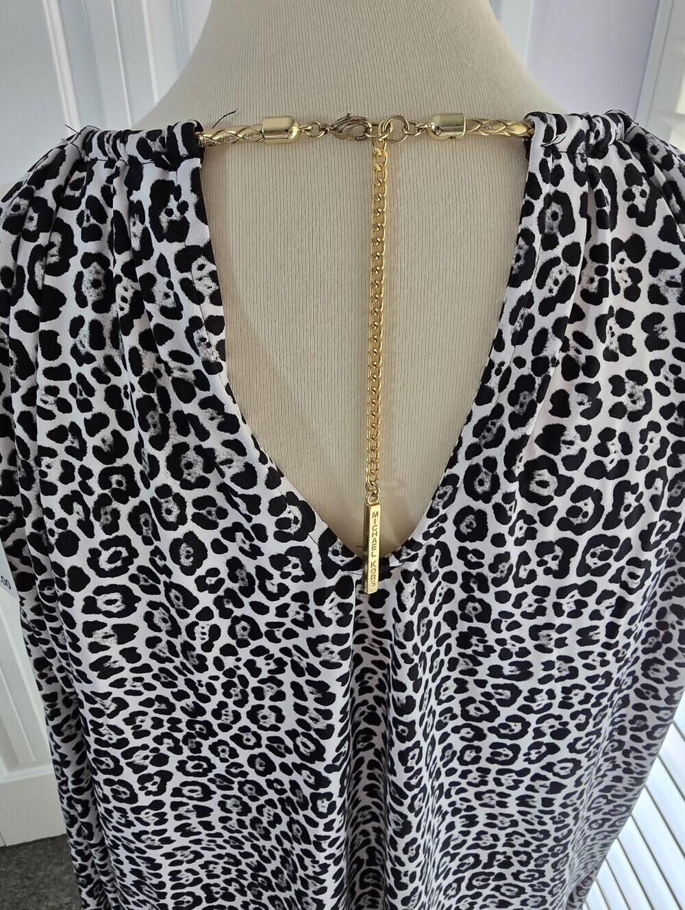 Michael Kors Long Sleeve Cold Shoulder Animal Print Top (NWT)